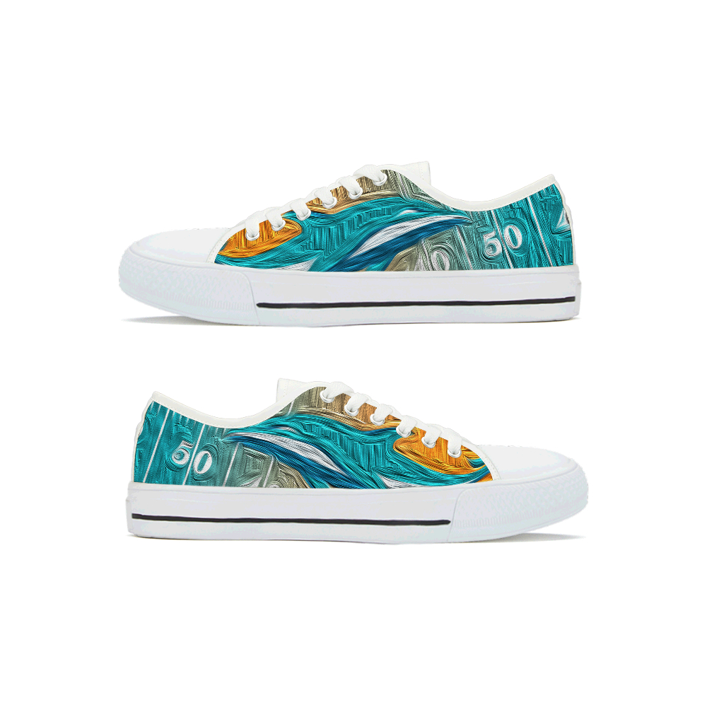 Women's Miami Dolphins Low Top Canvas Sneakers 004